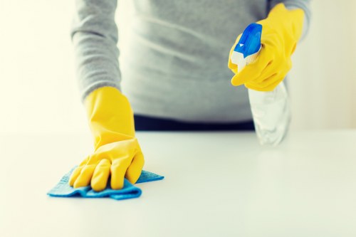 Local cleaners preparing a Watford flat for checkout inspection